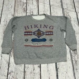 Vintage 1990s Hiking Outdoor Adventure 90s Gray Crewneck Pullover Sweatshirt